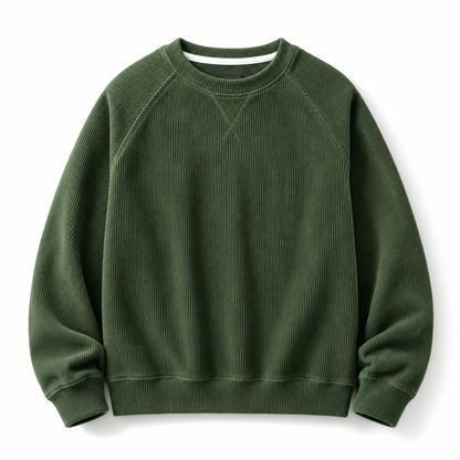 Men's Corduroy Crewneck Long Sleeve Pullover Sweatshirt