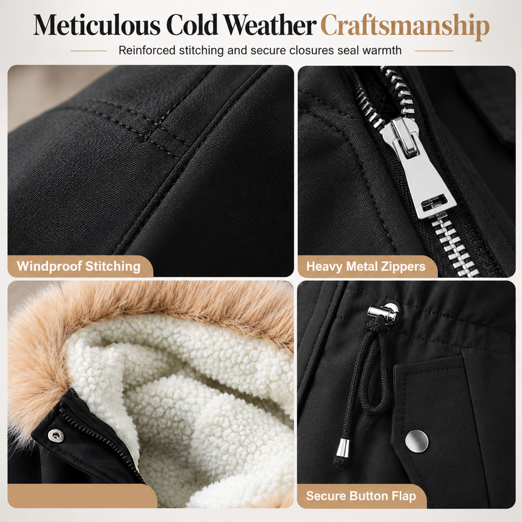 Women's Winter Parka Coat with Faux Fur Hood