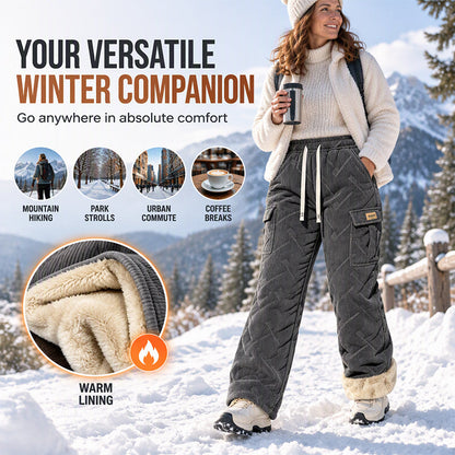 Women's Plush-Lined Corduroy Cargo Pants