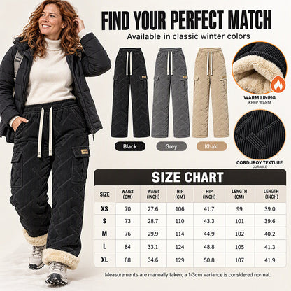 Women's Plush-Lined Corduroy Cargo Pants