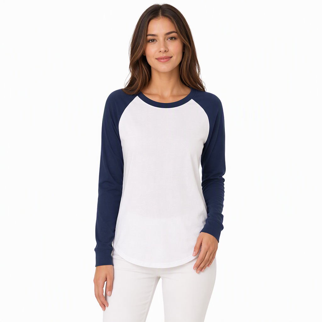 Women's Casual Loose Crew Neck Long Sleeve T-Shirt Color Block Pullover Top