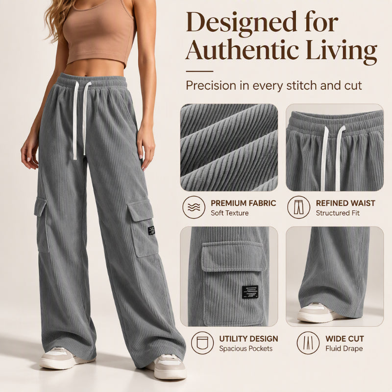 Women's Casual Retro Corduroy Cargo Pants
