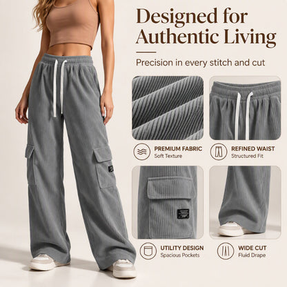 Women's Casual Retro Corduroy Cargo Pants