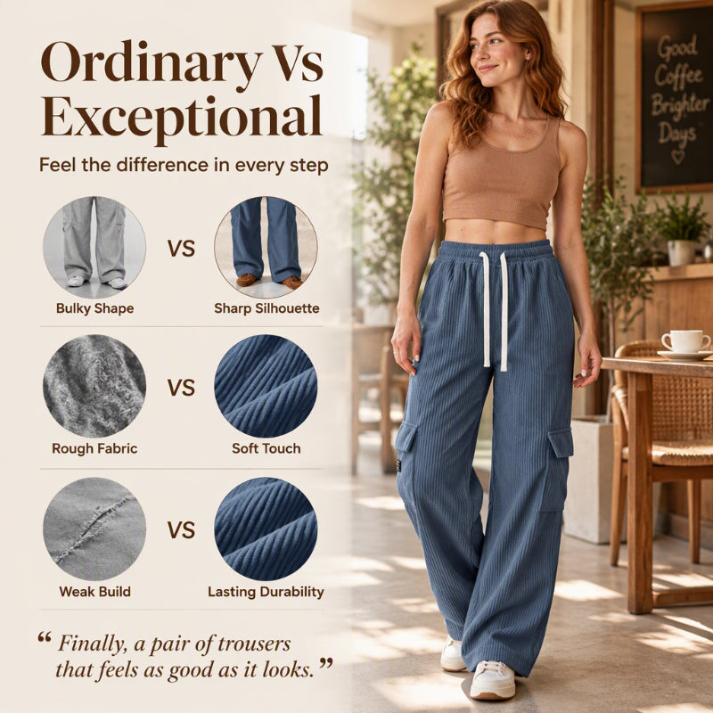 Women's Casual Retro Corduroy Cargo Pants