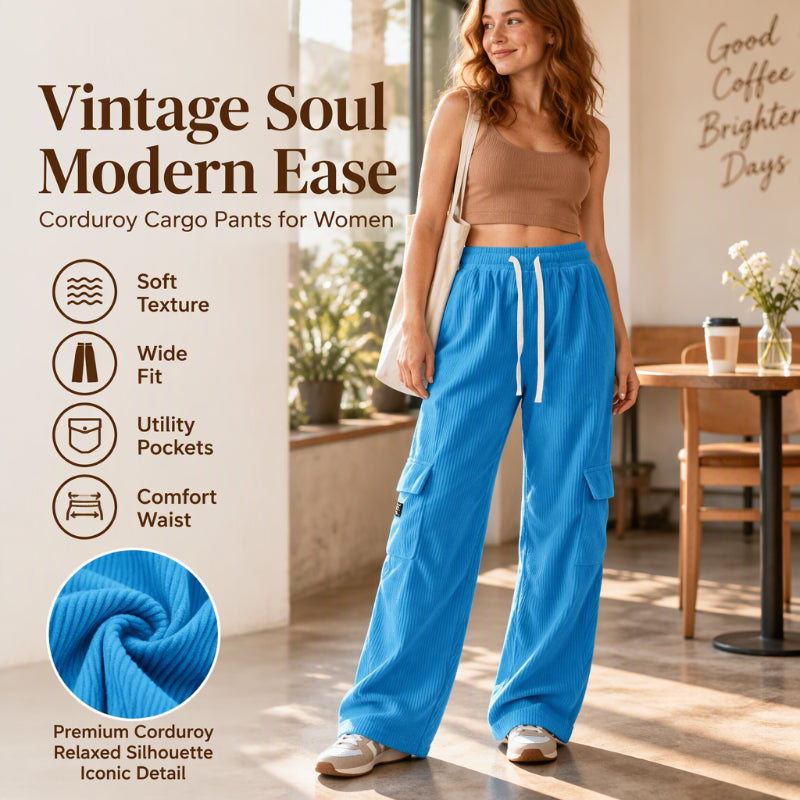 Women's Casual Retro Corduroy Cargo Pants