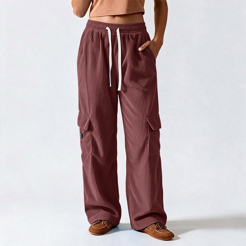 Women's Casual Retro Corduroy Cargo Pants