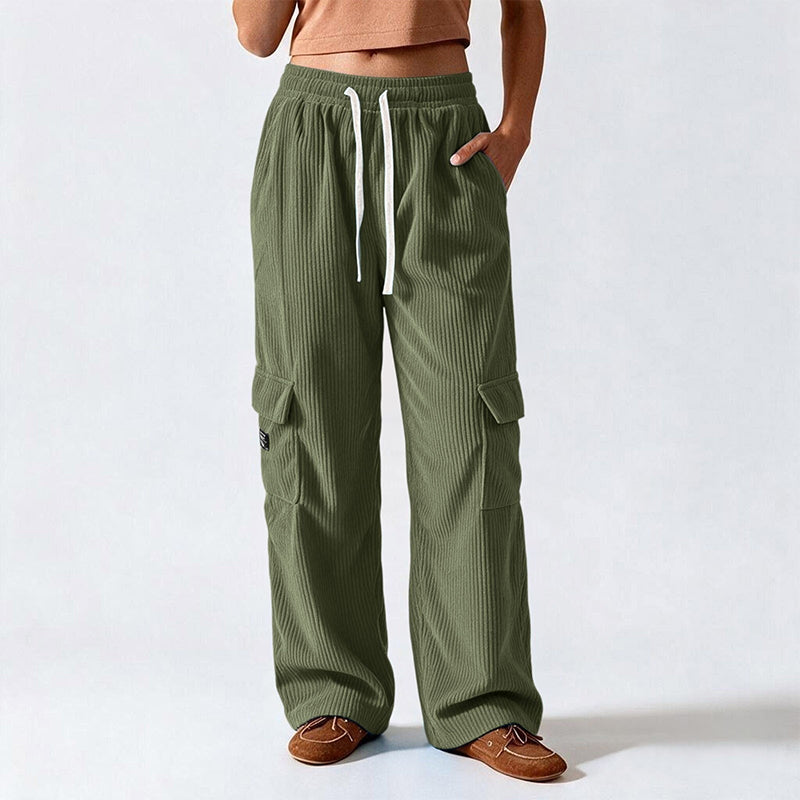 Women's Casual Retro Corduroy Cargo Pants