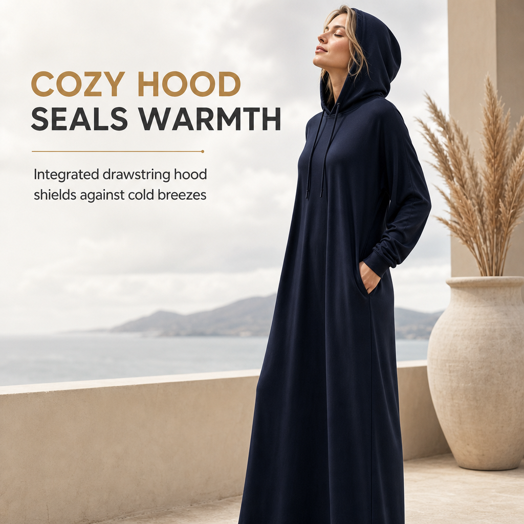 Women's Solid Color Casual Hooded Dress