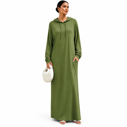 Women's Solid Color Casual Hooded Dress
