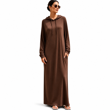 Women's Solid Color Casual Hooded Dress