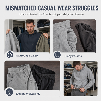 Men's Casual Soft Hoodie and Jogger Trousers Set
