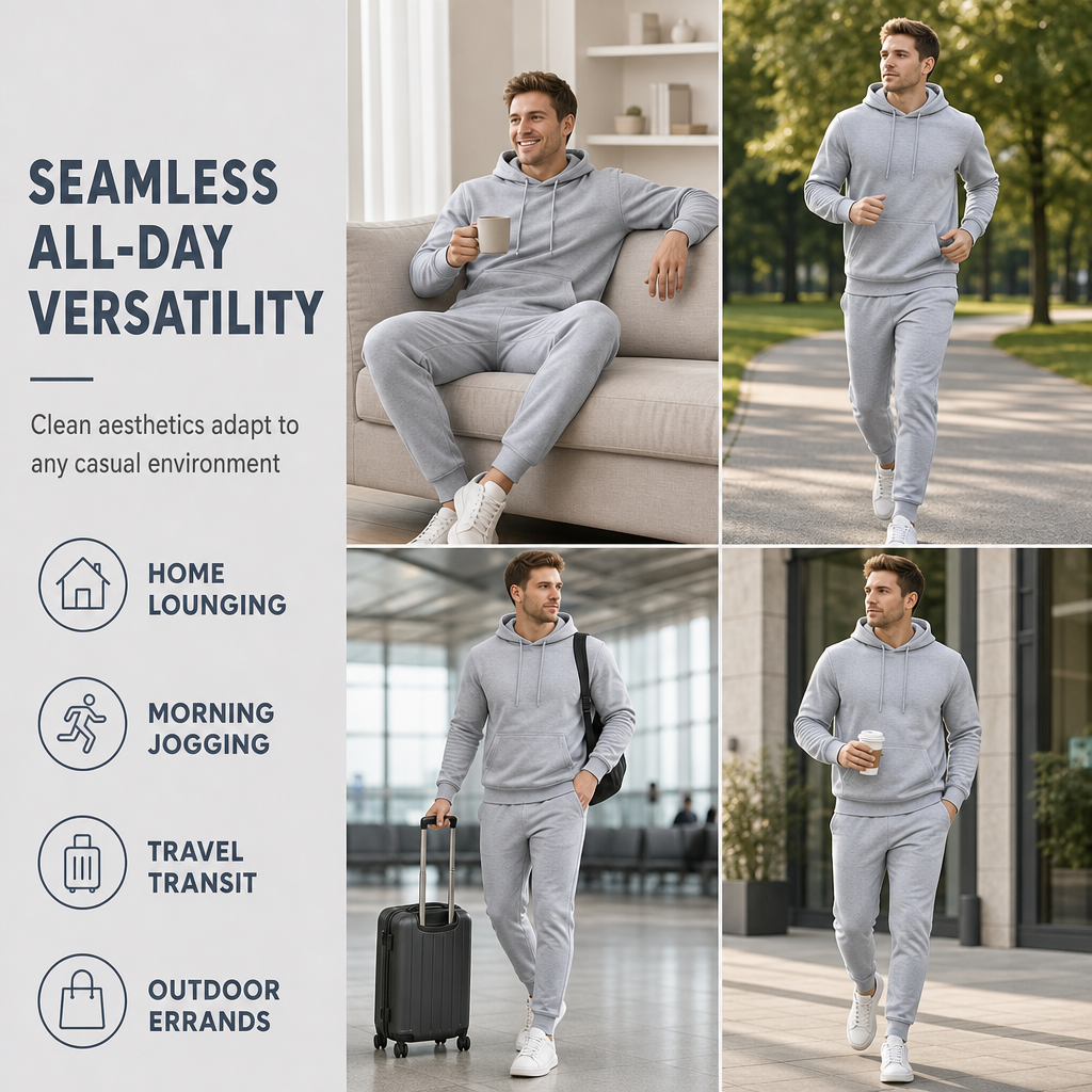 Men's Casual Soft Hoodie and Jogger Trousers Set