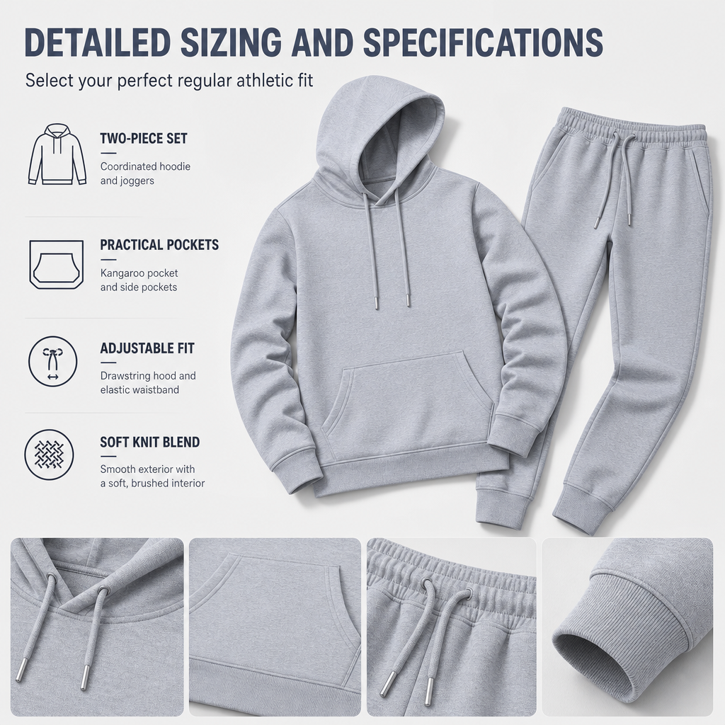 Men's Casual Soft Hoodie and Jogger Trousers Set