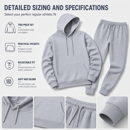 Men's Casual Soft Hoodie and Jogger Trousers Set