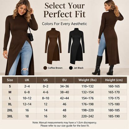 💖 Women's Turtleneck High Split Knit Tunic
