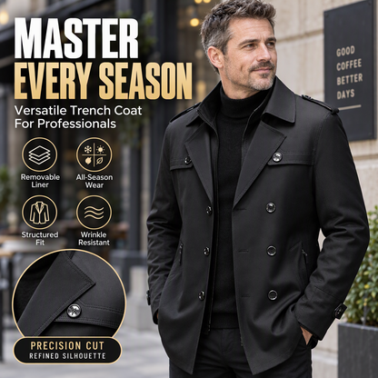 Men's Trench Coat with Detachable Lining