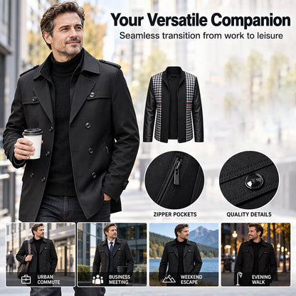 Men's Trench Coat with Detachable Lining