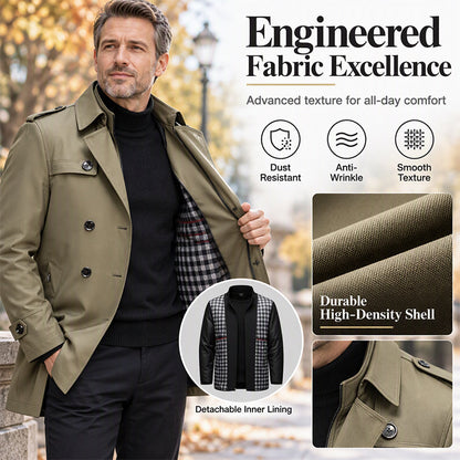 Men's Trench Coat with Detachable Lining