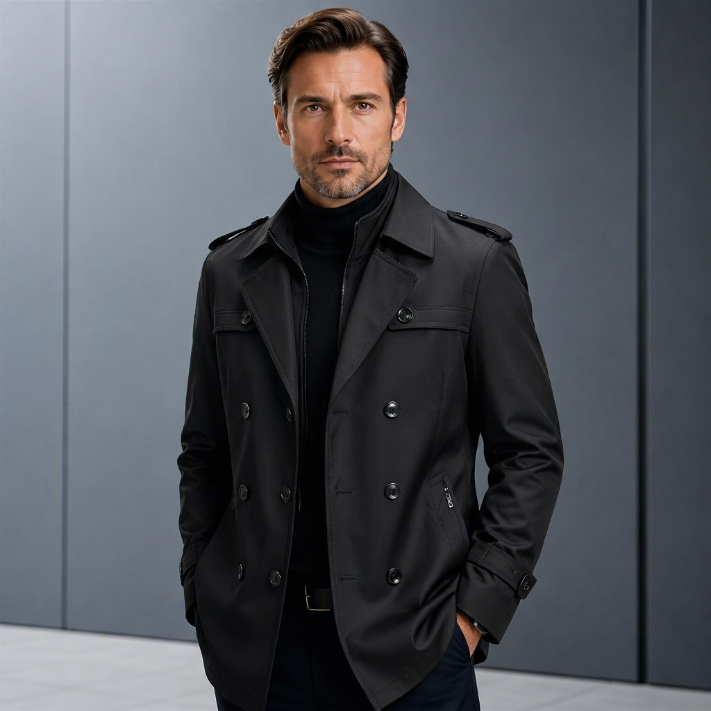 Men's Trench Coat with Detachable Lining