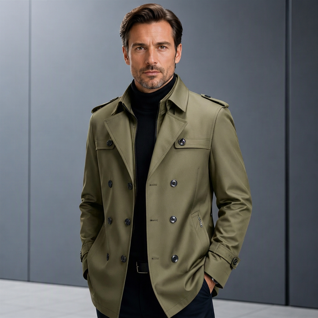 Men's Trench Coat with Detachable Lining