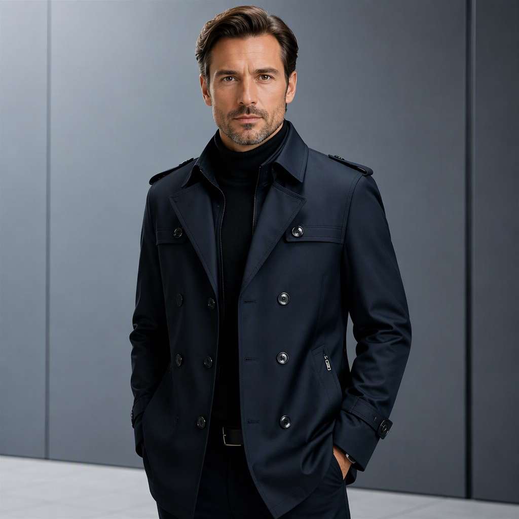 Men's Trench Coat with Detachable Lining