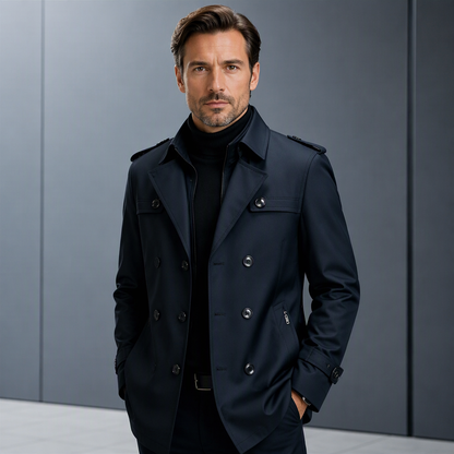 Men's Trench Coat with Detachable Lining