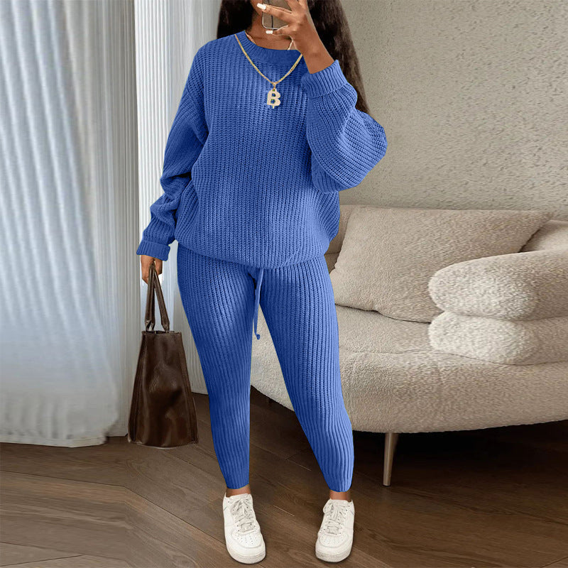 Women's Casual Ribbed Knitwear 2-Piece Set