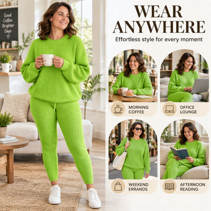 Women's Casual Ribbed Knitwear 2-Piece Set