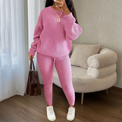Women's Casual Ribbed Knitwear 2-Piece Set