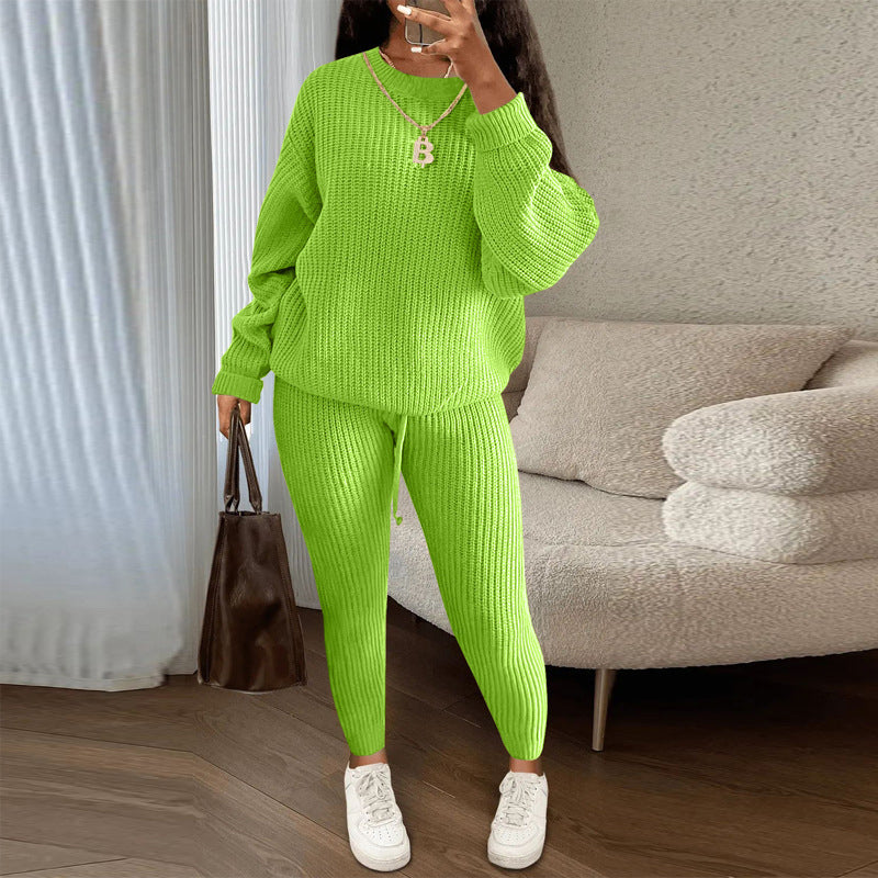 Women's Casual Ribbed Knitwear 2-Piece Set