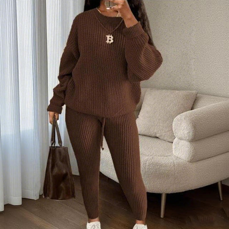 Women's Casual Ribbed Knitwear 2-Piece Set