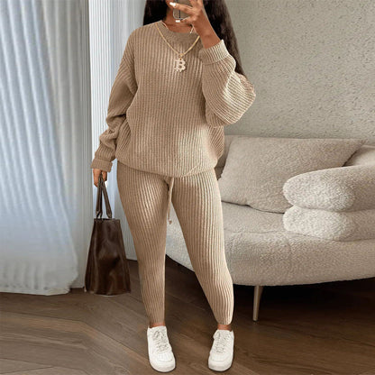 Women's Casual Ribbed Knitwear 2-Piece Set
