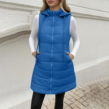 Women's Mid-Length Hooded Padded Vest