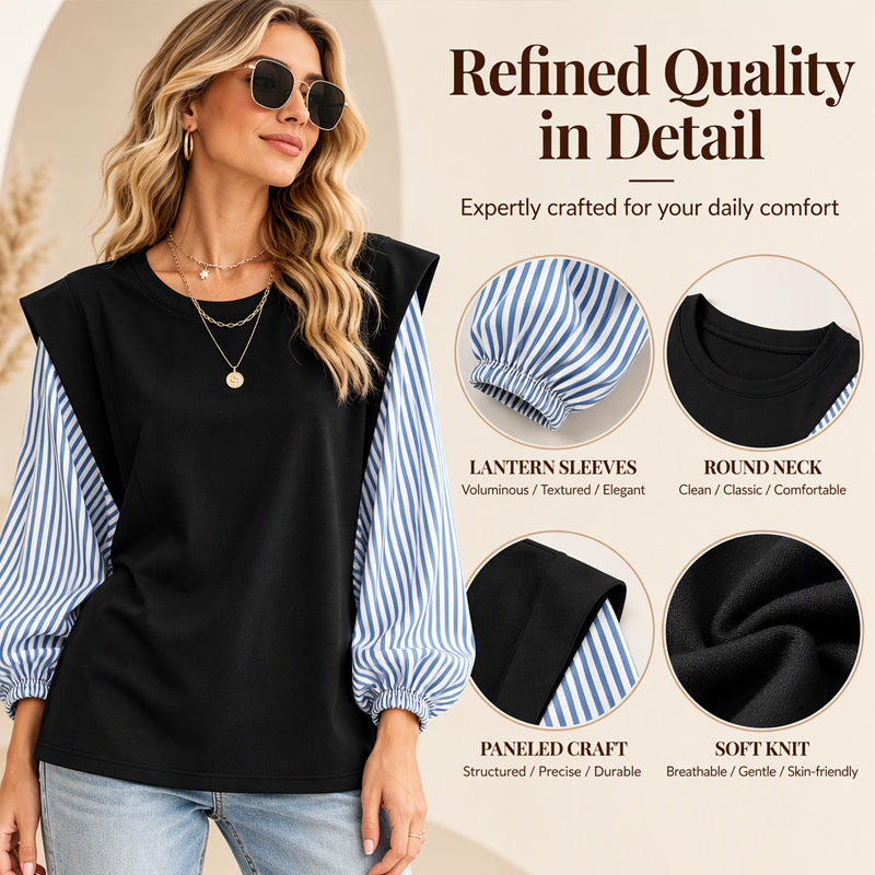 Women's Casual Patchwork Long Sleeve Top