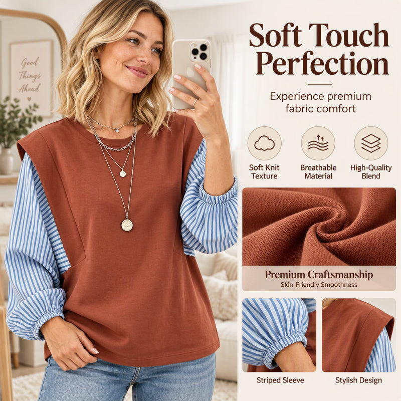 Women's Casual Patchwork Long Sleeve Top