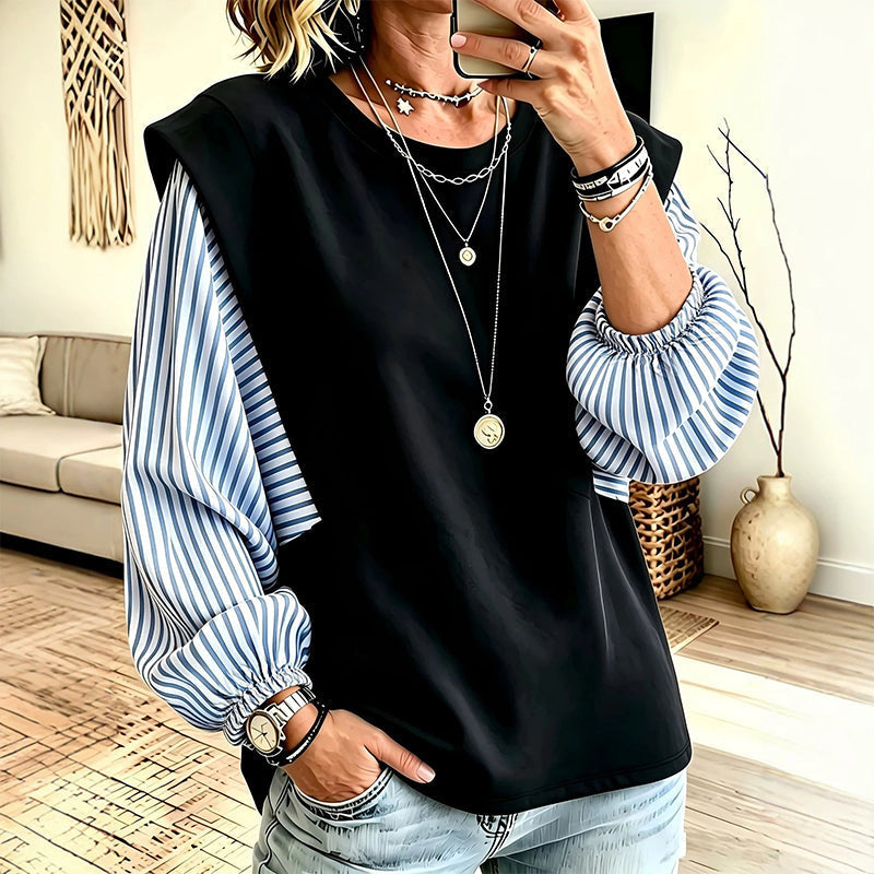 Women's Casual Patchwork Long Sleeve Top