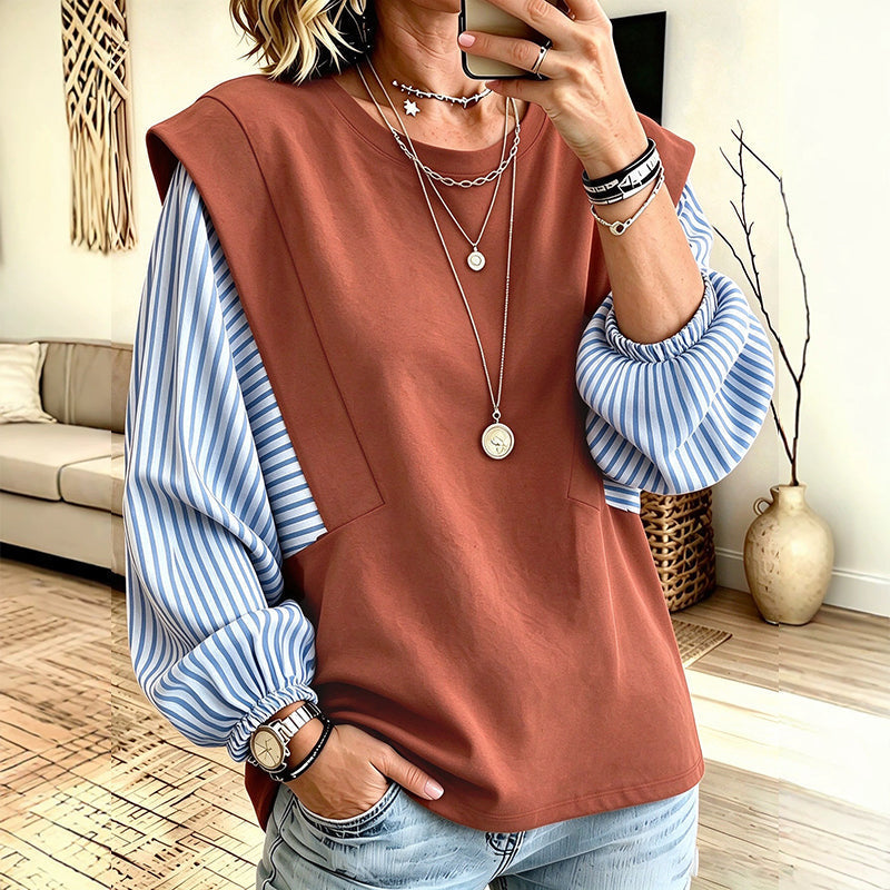 Women's Casual Patchwork Long Sleeve Top
