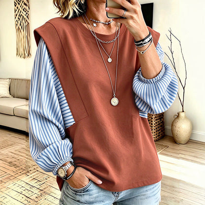 Women's Casual Patchwork Long Sleeve Top