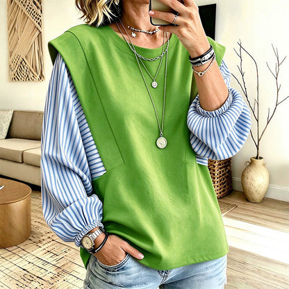 Women's Casual Patchwork Long Sleeve Top