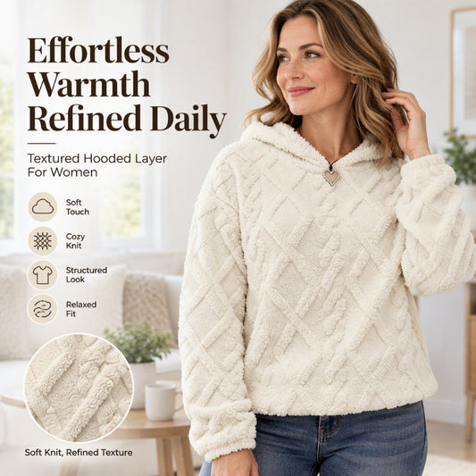 Women's Diamond Jacquard Plush Hooded Sweatshirt