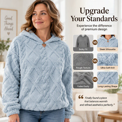 Women's Diamond Jacquard Plush Hooded Sweatshirt