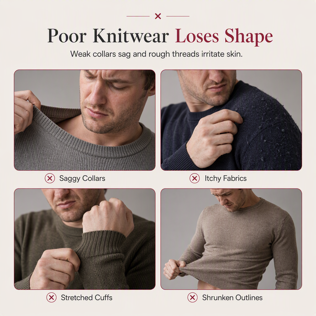 Men's Solid Color Long Sleeve Knit Shirt Pullover Sweater