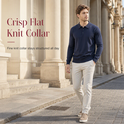 Men's Solid Color Long Sleeve Knit Shirt Pullover Sweater
