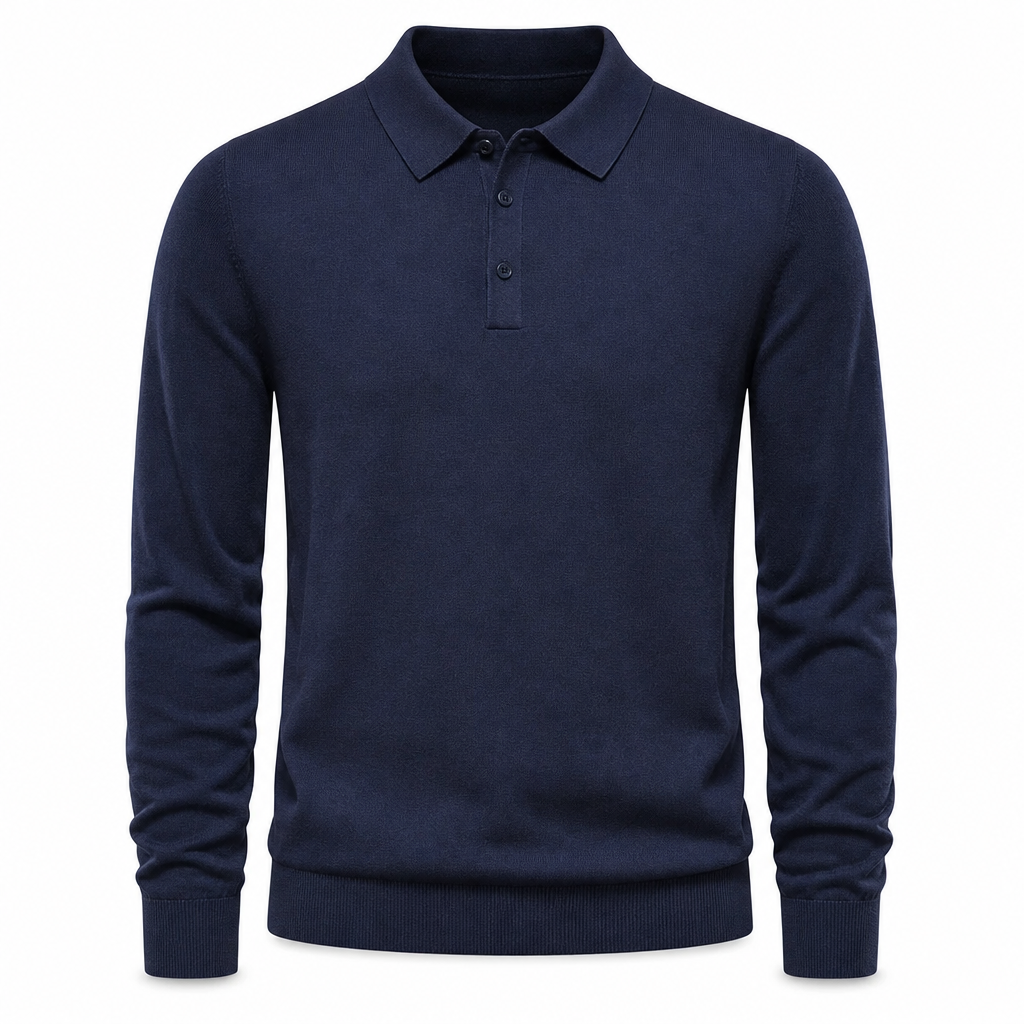 Men's Solid Color Long Sleeve Knit Shirt Pullover Sweater