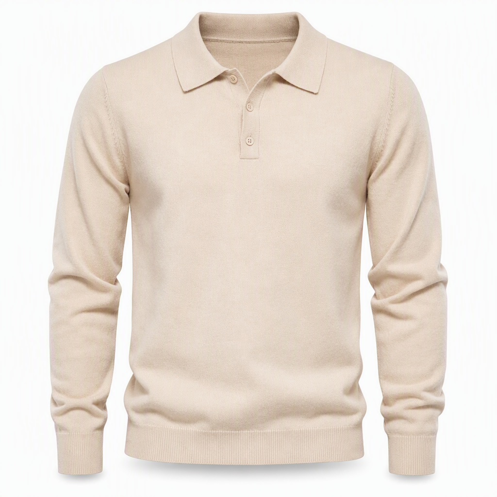 Men's Solid Color Long Sleeve Knit Shirt Pullover Sweater