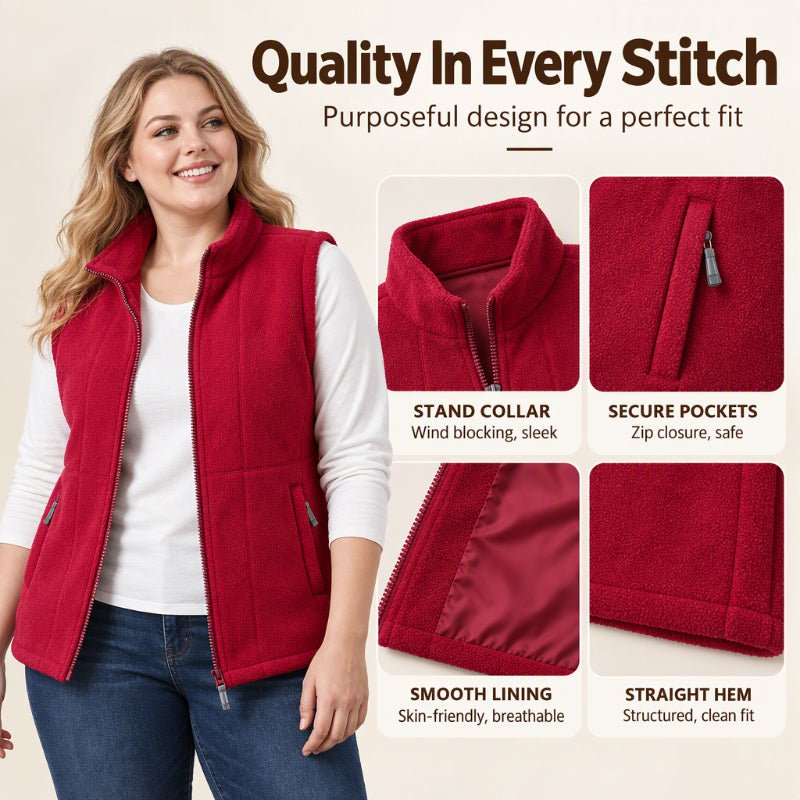 Women's Stand Collar Thermal Brushed Vest