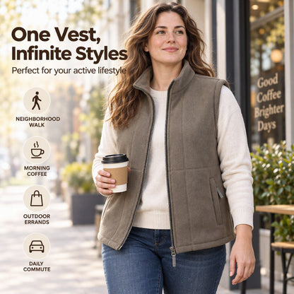 Women's Stand Collar Thermal Brushed Vest