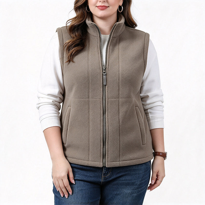 Women's Stand Collar Thermal Brushed Vest