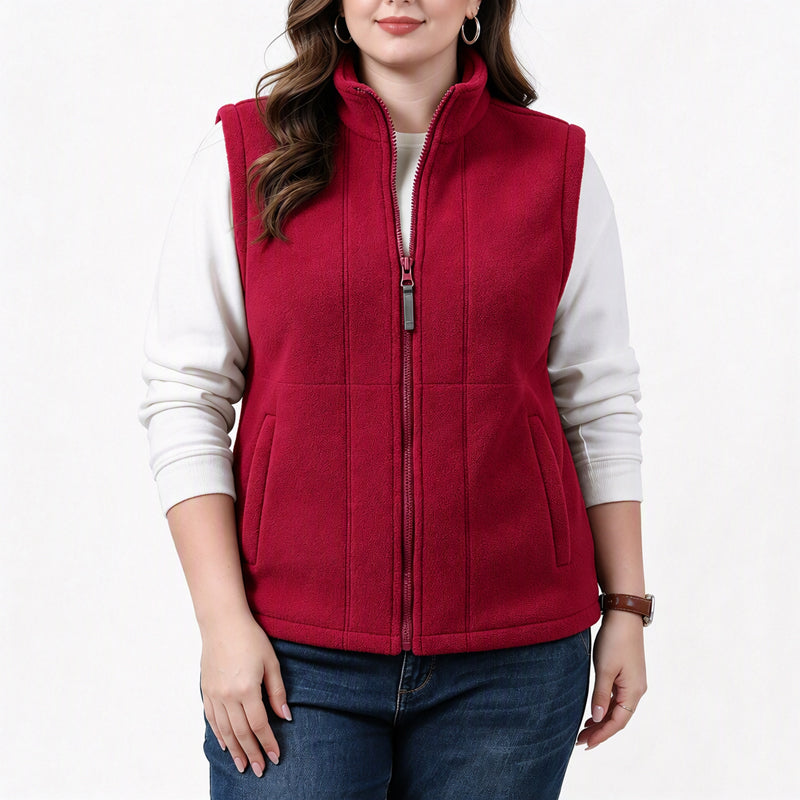 Women's Stand Collar Thermal Brushed Vest