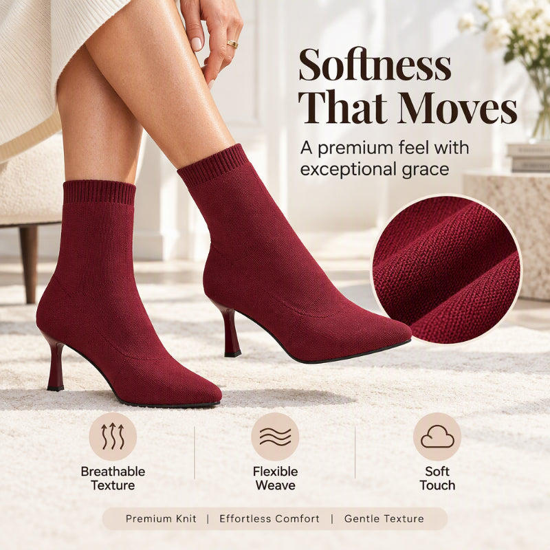 Women's Chic Pointed Toe Knit Stiletto Boots